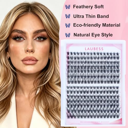 Image of Natural Lash Clusters Wispy Eyelash Clusters LAUBESS Cluster Eyelash Extensions D Curl Cluster Lashes Mix Tray Soft Thin Band Short Individual Lashes (Natural 01 /02-0.07D-8-14mm)