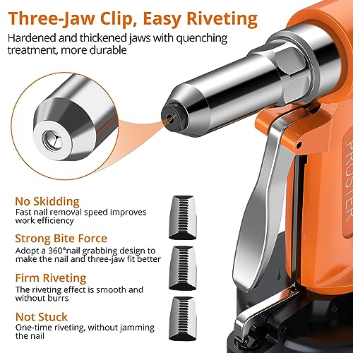 Image of Proster Pneumatic Rivet Gun Air Riveters 3924LBF 5 Nozzles 3 /32 inch-1 /4 inch