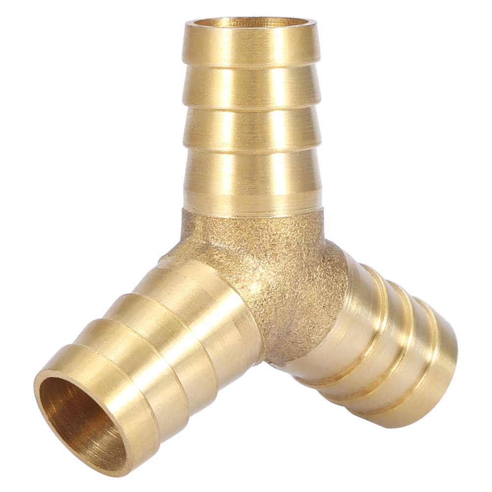 Y-Schlauchverbinder aus Messing, Y-förmiger 3-Wege-Schlauchanschluss mit Widerhaken, Verbindungsstück für Luft, Wasser, Gas, 16mm Außendurchmesser (1 Stück