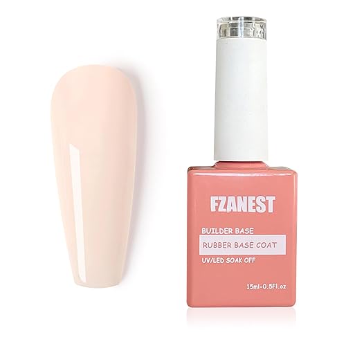 Miniatura 7 de FZANEST Esmalte de gel con base de goma, 6 unidades de 0.3 onzas líquidas de gel constructor de gelatina transparente natural nude, rosa en una