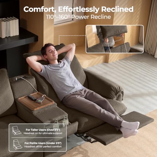 Image of CHIC HOUSE 117 inch 6-Seat Modular Power Reclining Sectional Couch, Brown
