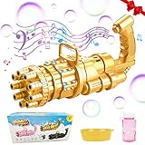 🔫 【Cool Lighting Bubble Machine】- Nuestra pistola de burbujas es la versión mejorada 2021, que tiene una función de iluminación genial para que los niños se diviertan más mientras juegan. Además, nuestra máquina de burbujas para niños tiene un modo de ventilador. Las aspas del ventilador están hechas de una esponja suave, el desintegrador de burbujas se puede usar como un pequeño ventilador para traer viento fresco cuando sus hijos se sienten calientes mientras corren.