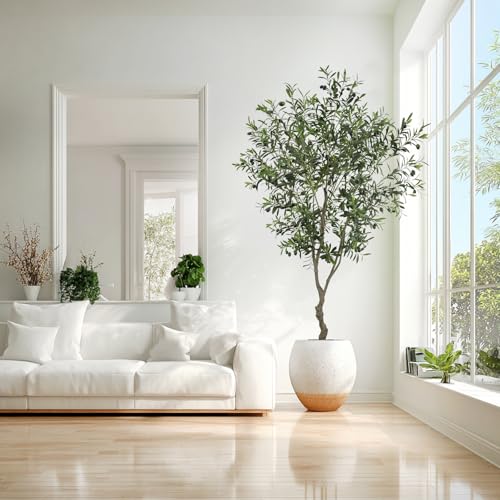 VIGGDA Artificial Tree Faux Olive Tree 7ft (82in,UV Protection 2289 Leaves) Tall Fake Olive Plant in Pot Fake Silk Tree Faux Plants Indoor by VIGGDA - Image 8