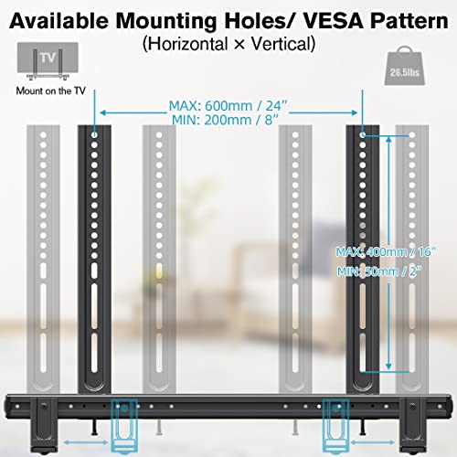 Mounting Dream Soundbar Mount, Heavy Duty Soundbar Wall Mount For Most Sound Bars With Hole/Without Hole Up To 26.5 Lbs, Soundbar Bracket Height Adjust, No-Slip Base Holder Extends 3.44”-6.06”, Md5428 #TOP2