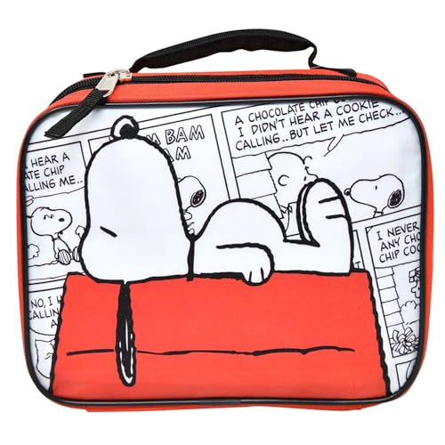 Fast Forward Kids Insulated Lunch Bag with Handle – Peanuts Snoopy Rectangle Lunch Bag Design – Reusable Soft Cooler Lunch Box for Boys & Girls, School, Daycare & Travel