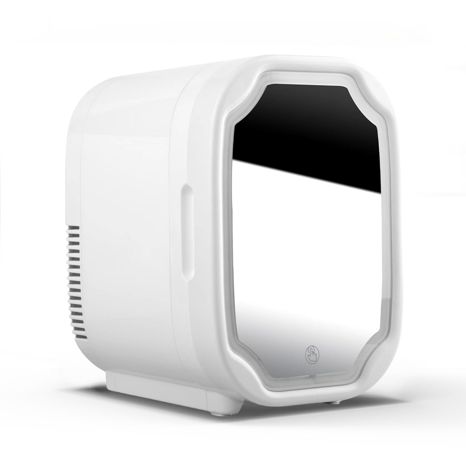 Refrigerador de belleza, que puede almacenar productos de belleza y cuidado de la piel, mini espejo luminoso portátil, refrigerador doméstico de escritorio de 12 V,White