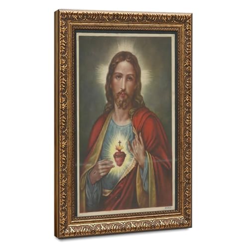 Toile The Most Sacred Heart of Jésus de qualité supérieure - Art mural suspendu en lin