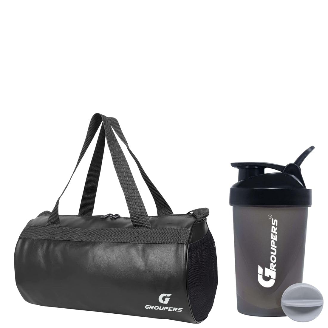 Combo Set of Duffle PU Leather Bag with Shaker Bottle-400mllSports & Travel BaglSports Kitl(Black)-image-8