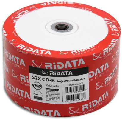 Ridata 200 Ritek 52X CD-R 80min 700MB White Inkjet Hub Printable