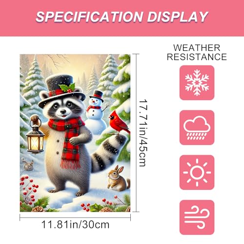 Image of BlissYard Winter Yard Flag Raccoon Lantern Cardinal 12x18 Inch Polyester