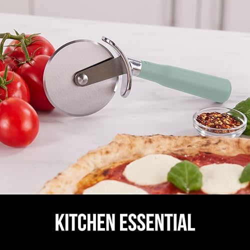 Miniatura 9 de GORILLA GRIP Rueda de corte de pizza grande sin BPA, 9 pulgadas, hoja de acero inoxidable afilada, mango antideslizante con protección