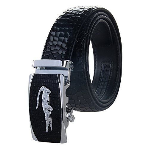 Bpstar Designer Mens Belt, Ratchet Belts 1 1/8 Wide Adjustable Automatic Buckle Leather belt for men - Trim to Fit