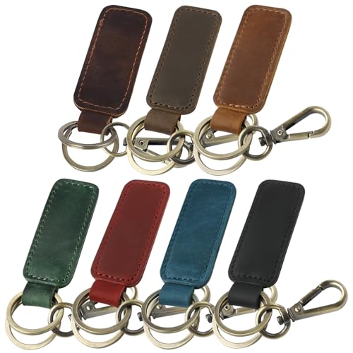 Image of Jack&Chris Genuine Leather Car Keychain, Universal Key Fob Keychain, Leather Key Chain Holder for Men and Women, JC306