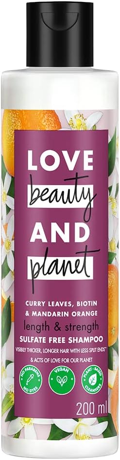 Love Beauty & Planet Curry Leaves|| Biotin & Mandarin Paraben & Sulfate Free Shampoo for long & strong hair|| 200ml