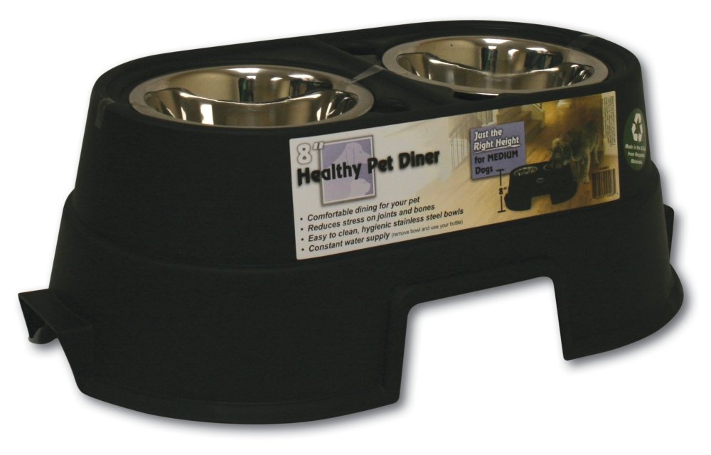 OurPets Comfort Diner Elevated Dog Food Dish (Raised Dog Bowls Available in 4", 8" and 12" inches for Large Dogs; Medium and Small Dogs); 8-inch