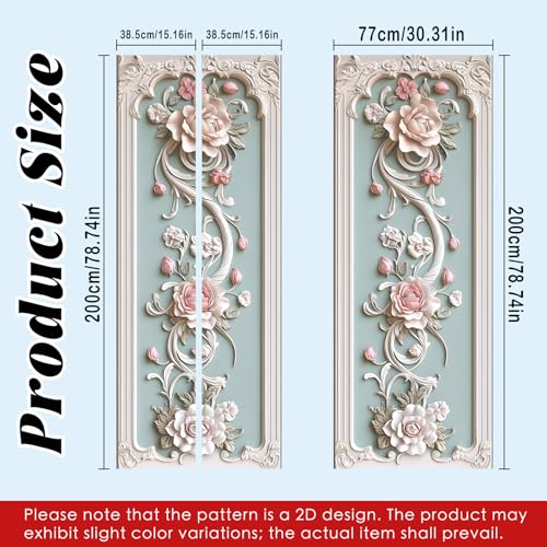 Image of Nuxovilar Floral Scroll Door Stickers Peel Stick PVC 30.3x78.7 in Cover | Door Stickers Wall Decals Peel Stick Cover Vinyl Art Poster Bedroom Living Room Home (Floral Scroll)