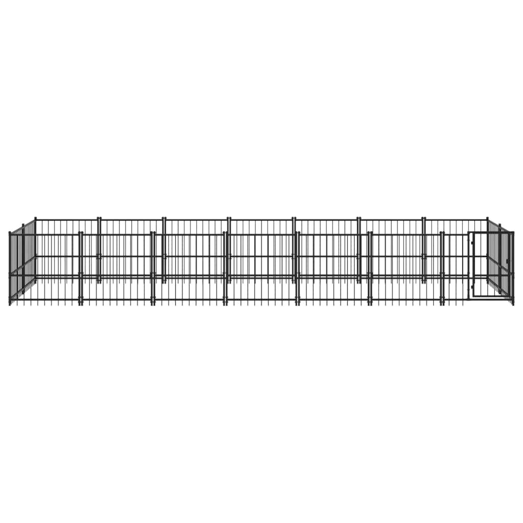 Perrera para perros de acero con recubrimiento en polvo de 13,14 m² con puerta giratoria, protección estable, resistente a la intemperie, para cachorros y perros, ideal para jardín