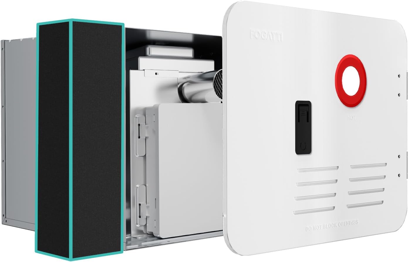 FOGATTI RV Tankless Water Heater with 15"x18" White Door and Filling Block