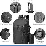 Ultra-Light Packable Hiking Daypack – Water-Resistant Foldable Backpack for Travel, Camping, Cycling & Daily Use (Black、20L)