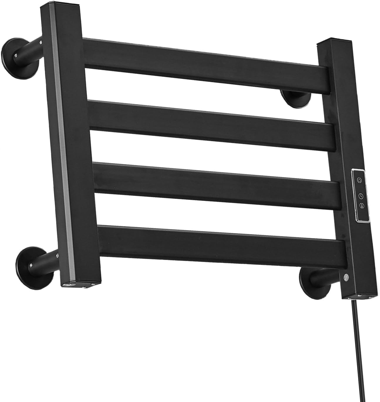 Towel Warmer Rack, Heated Towel Rack for Bathroom,Wall-Mounted Plug (Not Hardwired), Aluminum Alloy, with Timer and Temperature Adjustment, Overheat Protection Function(Small Black)