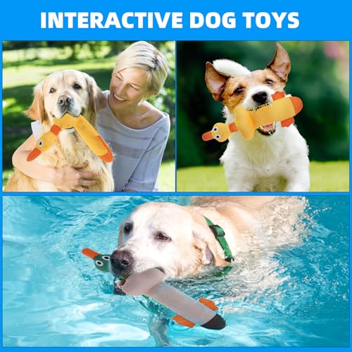 Image of Mihachi Floating Dog Water Pool Toys 2 Pack for Swimming Pool, Interactive Crinkle Pet Puppy Chew Toys for Play and Training, Funny Duck Toy for Small Medium Large Breed, Wild & Yellow Duck