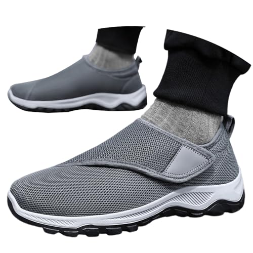 Zapatillas Futbol Sala HombreZapatillas Deportivas Hombre Ligeras Transpirables Uso Diario Sin Cordones Comodas Viajes Outdoor Bajo Tacón (Grey, 39)