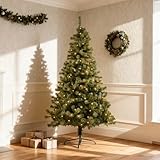 5ft/1.5m Pre-Lit Artificial Christmas Tree Alaskan Pine Green 350 Tips - 130 Warm White LEDs Metal Stand Xmas Home Decorations - Image 3