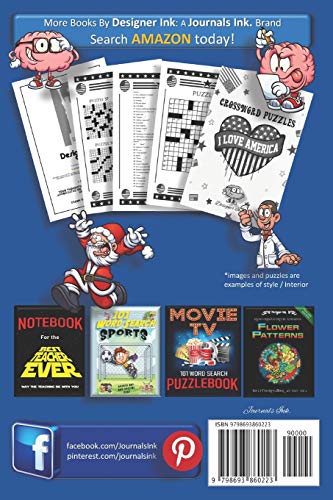 Crossword Puzzles for Americans: USA Patriot Themed Art Interior. Fun, Easy to Hard Words. Box Cut Flag Design. (CWO4) image 4