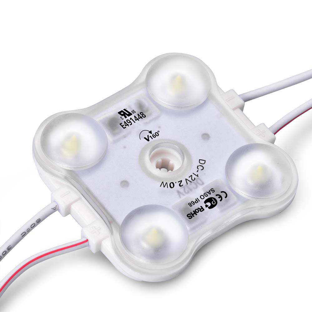 2W 2835 SMD Epistar Chip Backlight LED Module DC12v IP67 Waterproof Cool White (Pack of 20)