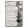 Aenaon Stand Up for What You Believe in Metal Sign Vintage Bar Kitchen Garage Cave Home Wall Funny Decor Retro Cow and Windmill Tin Sign 8×12 Inches
