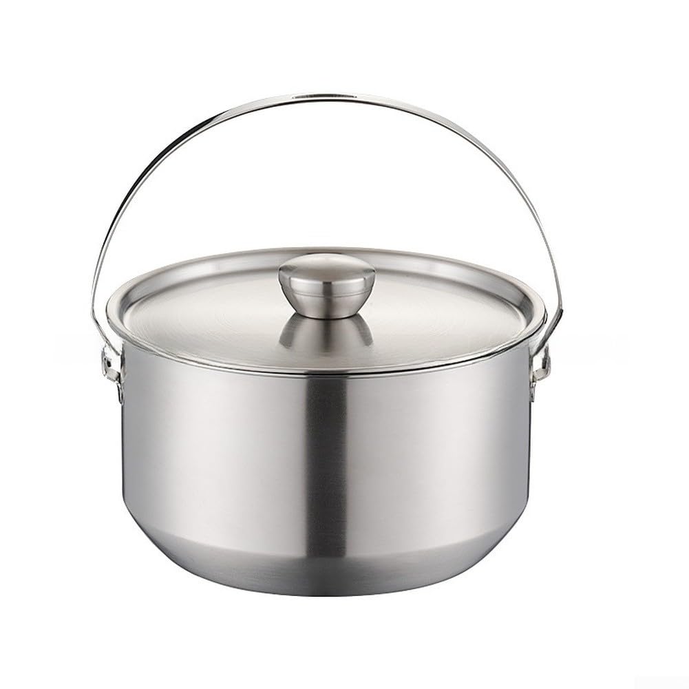 Juego de utensilios de cocina para acampar al aire libre, olla de acero inoxidable con tapa y asa, capacidad de 4 litros, construcción de calidad para senderismo, picnics, uso en la cocina en el hogar