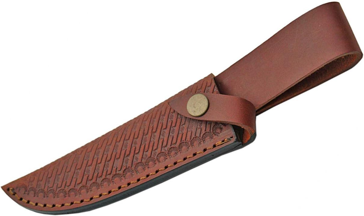 SCO Supplies 9.75" Steel Wolf Hunting Knife with Genuine Stag Handle, Stainless Steel Blade, Brass Guard, and Leather Sheath – Ideal for Camping, Skinning, and Outdoor Survival