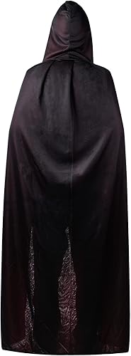 Miniatura 3 de Eigso - Capa de terciopelo unisex con capucha para Halloween, capa de vampiro para mujeres y hombres, capas largas reversibles de bruja