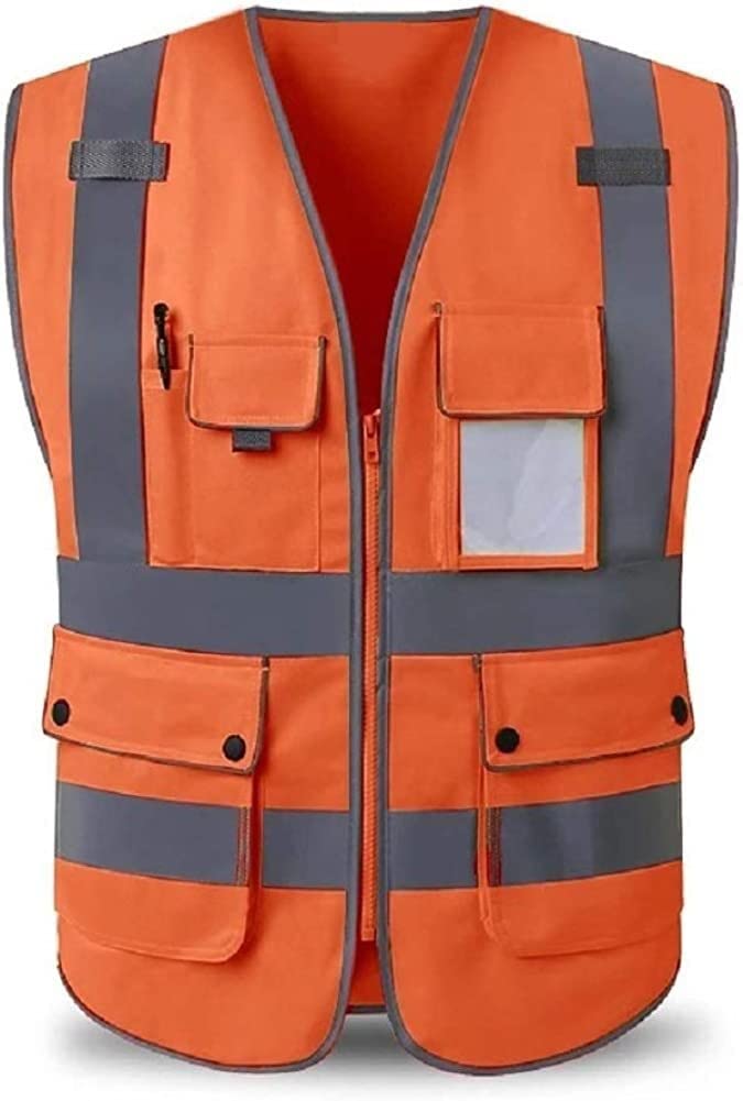 Warnweste, Warnweste, Polyester, Reißverschluss, Schnalle, 2 Bänder, Handytasche, Ausweishalter