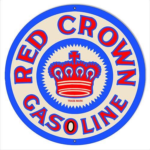 RED CROWN GASOLINEレッドクラウンガソリン　ヴィンテージ琺瑯看板 Red Crown Gasoline Gas Oil 24