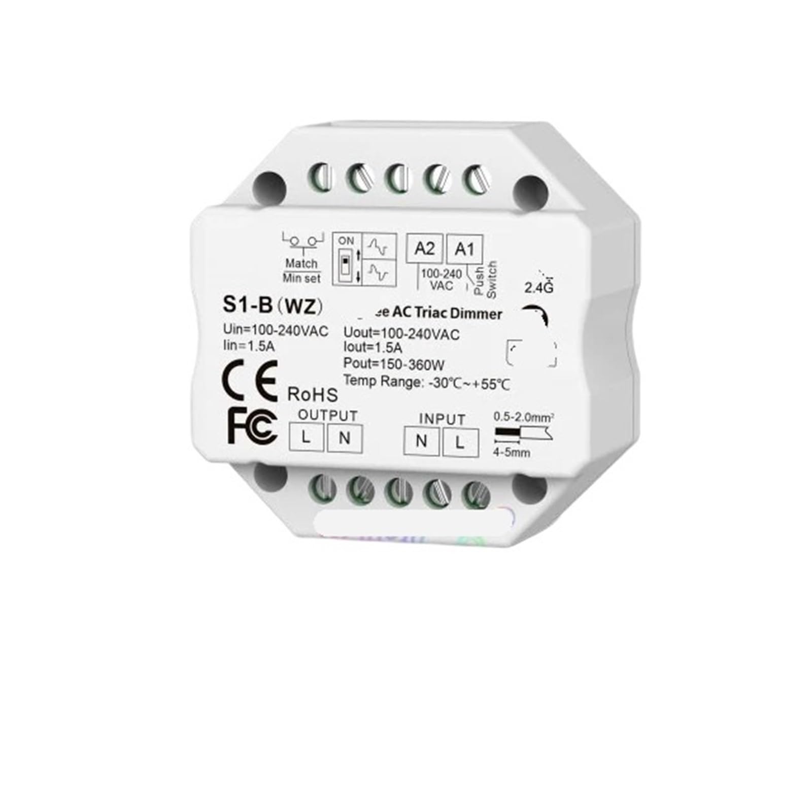 Variateur LED S1-B WZ pour tamiser l'ambiance du salon avec interrupteur poussoir