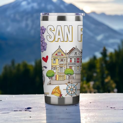 Image of City Travel Mug for City Lover,20oz Double Wall Tumbler Vacuum Insulated Stainless Steel Coffee Cups (San Francisco)