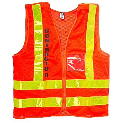 Banna NYCTA Style OrangeContractor High Visibility Reflective Safety Vest with Zipper & Pocket(Large)