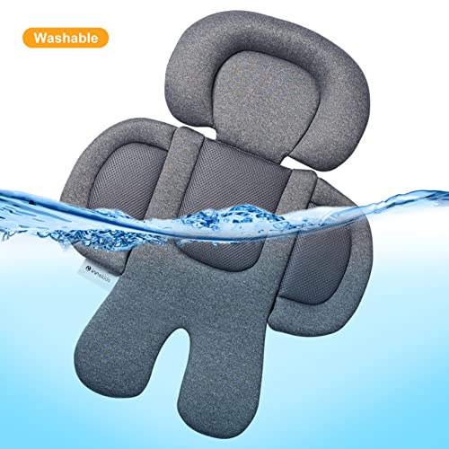 Innokids Infant Car Seat Insert for Newborn, 2-in-1 Reversible Soft Warm Padded Cushion Liner, Baby Head and Body Support for Stroller, Carseat, Swing (Gray/Black)