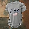 Casual T-shirt with patriotic graphic print, comfortable crew neck shirt for everyday wear, gray, XL #2