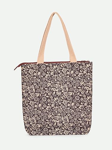 Image of ZOUK Ivy Tote Bag for Women | Handcrafted Jute Khadi with Vegan Leather Handles | Lightweight, Foldable & Travel-Friendly Everyday Carry Bag |