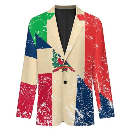 Italy and Dominican Vintage Flag Men's Slim Suit Long-Sleeve Prom Tuxedo Classic Two Button Business Jacket4