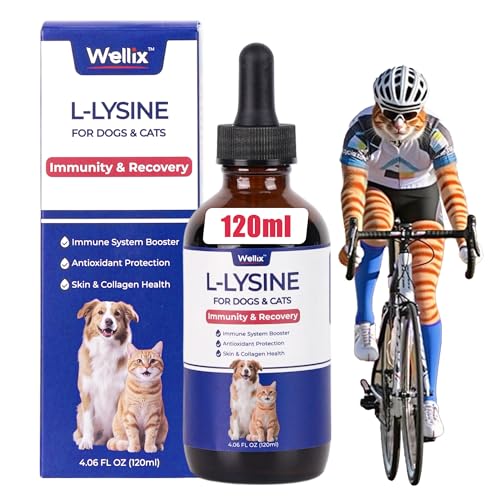 4oz Larger Volume Liquid L-Lysine Drops for Cats&Dogs with Cat & Dog Taurine - Immune Support&Respiratory Support - Sneezing, Runny Nose, Eye Care, Allergy Relief - Chicken Flavor