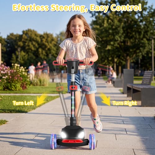 Image of SIMATE Electric Scooter for Kids Ages 3+, 3 Wheel Balance Scooter, 3 Adjustable Heights, Foldable & LED Display & Thumb Throttle, Long Battery Life, Full Body Lights Up, Gift for Kids Boys Girls