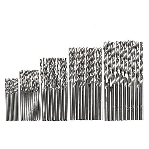 Misright 50Pcs Twist Drill Bit Set- 1/1.5/2/2.5/3mm General Purpose for Glass Soft Metal Tile Stone