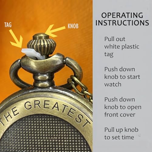 Image of Dad Pocket Watch Keychain Gift for Father - Vintage Father's Day Birthday Gift for Papa, Daddy & Father-in-Law, Classic Metal Keyring Keepsake for Men