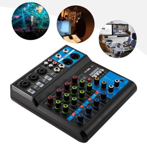 Audio DJ Mixer Soundboard Console System, 5-Kanal 48V Phantomspeisung mit Bluetooth USB MP3 Stereo Live DJ Studio Streaming für professionelle Aufnahmen Parties auf KTV Bühne