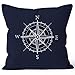 MoonWorks Funda de cojín con diseño de brújula, 40 x 40 cm, algodón, color azul marino