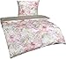 Produktbild Bettwaesche-mit-Stil Mako Satin Blumen Wende Bettwäsche 100% Baumwolle (155x220+80x80)