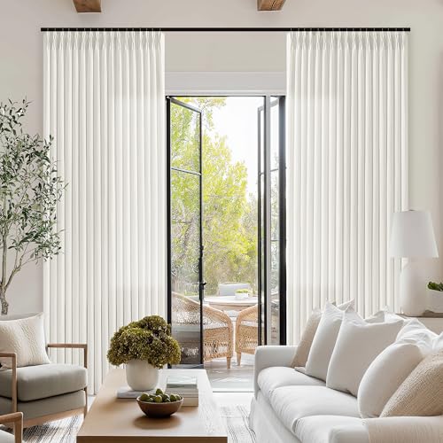 Image of Natural Cream Semi Sheer Pinch Pleated Linen Curtains 92 Inch Long